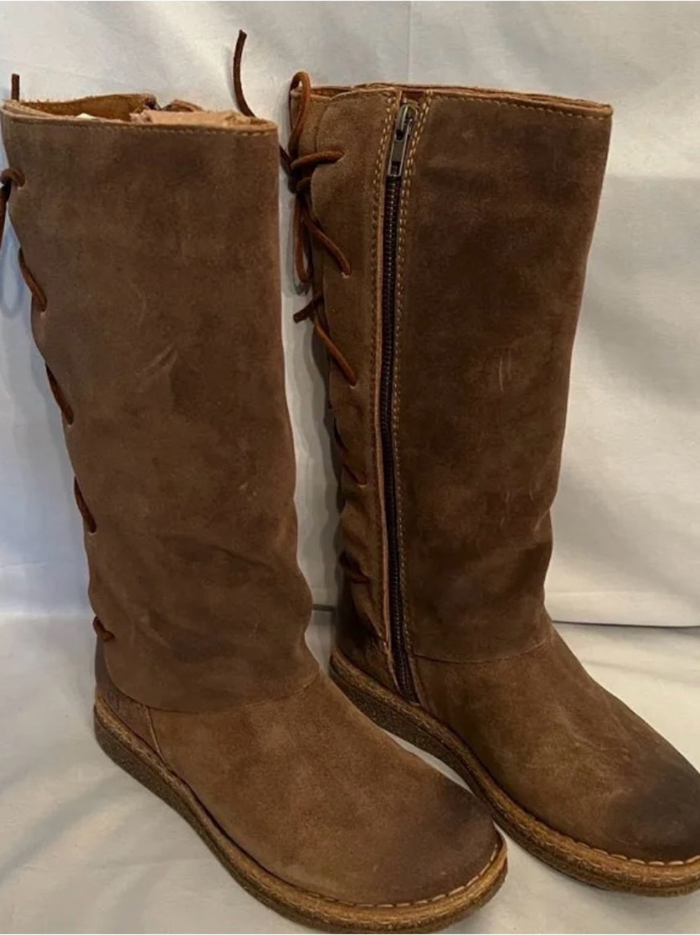 Born Women's Brown Suede Mid-Calf Lace-Up boots